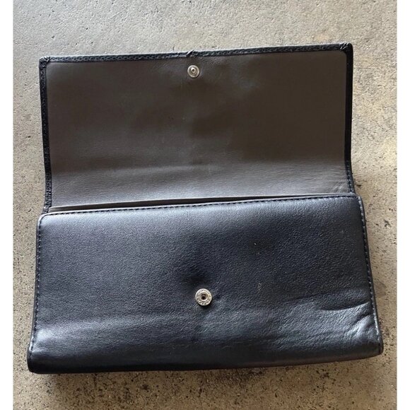 Coach Designer Black Gray Multi Pocket Flap Over Wallet Coin Zipper Pocket SZ 8” - Picture 14 of 16